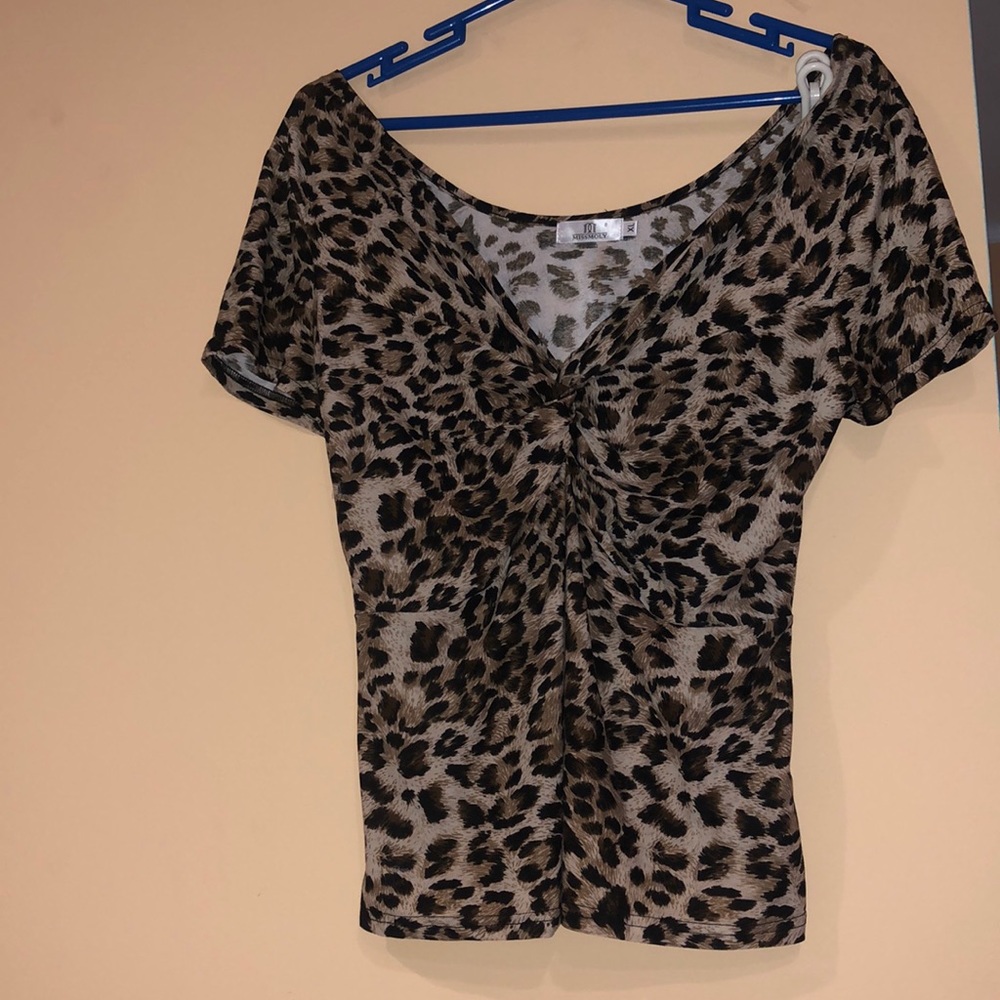 missmoly XL cheetah print short sleeve blouse